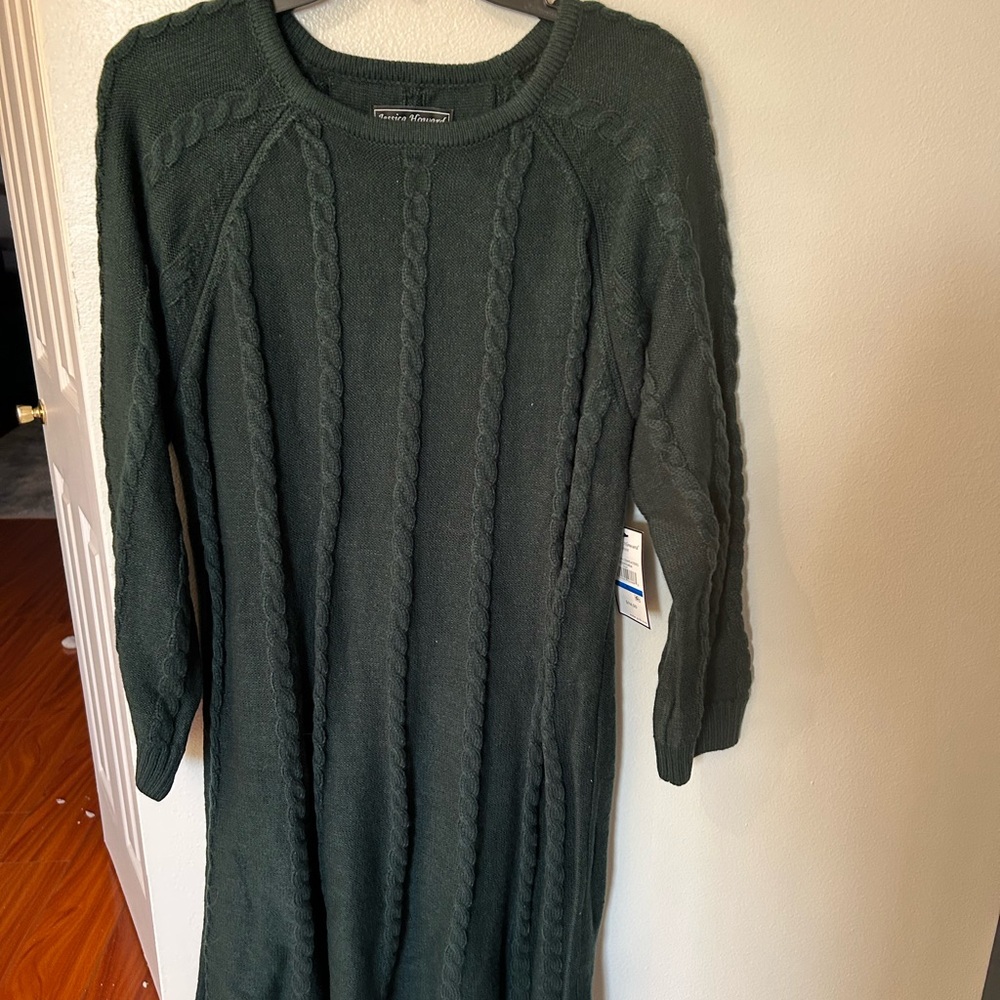 Jessica Howard Forest Green Cable Knit Dress